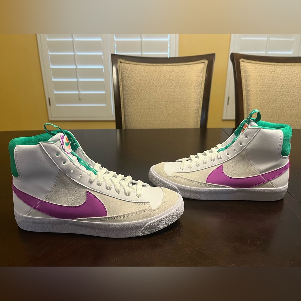 New Nike Blazer Mid 77 White Pink Fuchsia Sneaker Shoes - Picture 9 of 13